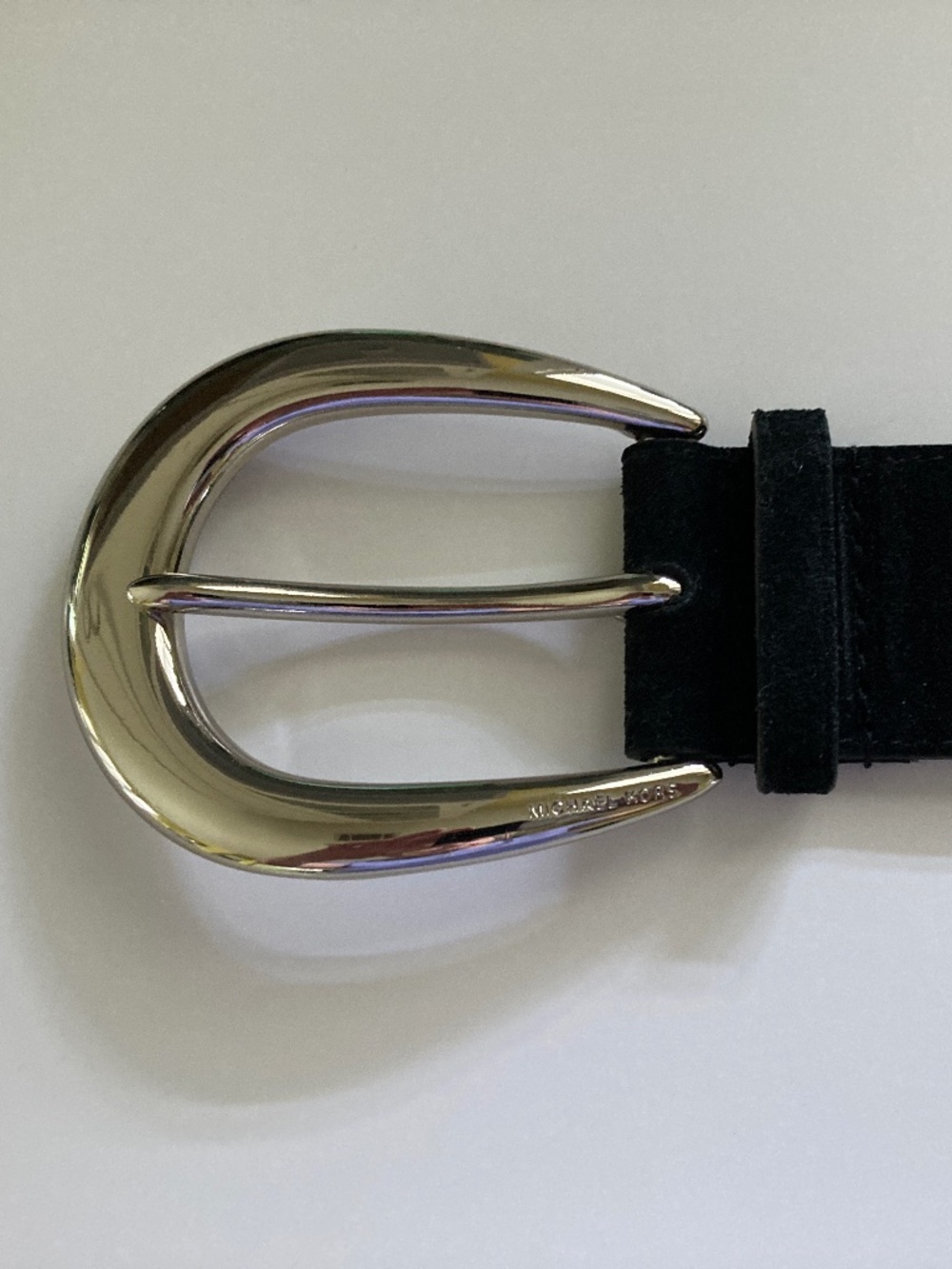 Michael Kors Black Suede Belt/Genuine Leather/Silver Tone Buckle/553309/XL/NWT! - Picture 4 of 9